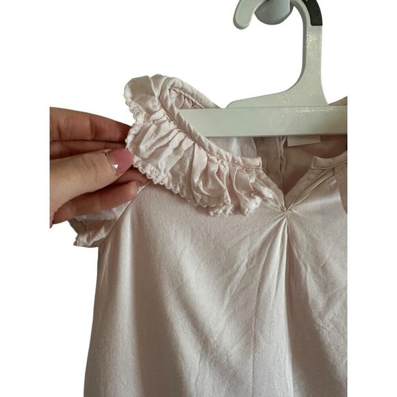 Edgehill Collection Girls 3T Pink Solid Short Sleeve Ruffle Collar Shirt - Picture 5 of 13